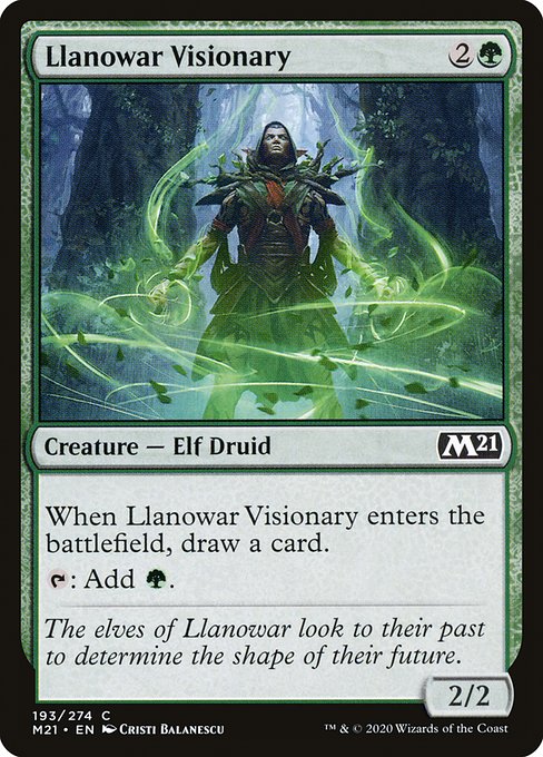 【Foil】【EN】ラノワールの幻想家/Llanowar Visionary [M21] 緑C No.193