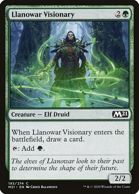 【Foil】【EN】ラノワールの幻想家/Llanowar Visionary [M21] 緑C No.193