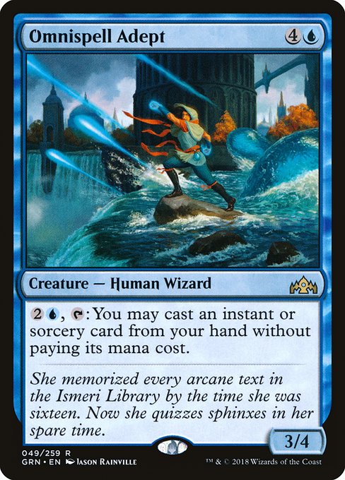 【Foil】【EN】万呪文の達人/Omnispell Adept [GRN] 青R No.49
