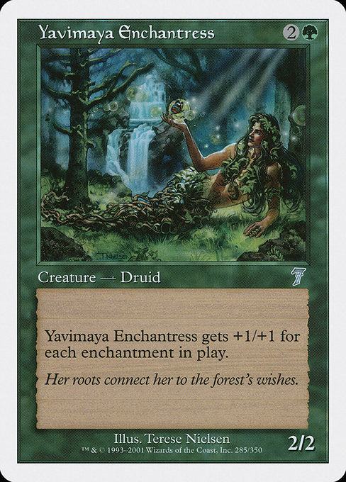 【EN】ヤヴィマヤの女魔術師/Yavimaya Enchantress [7ED] 緑U No.285