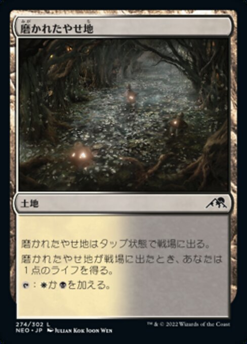 【Foil】【JP】磨かれたやせ地/Scoured Barrens [NEO] 無C No.274