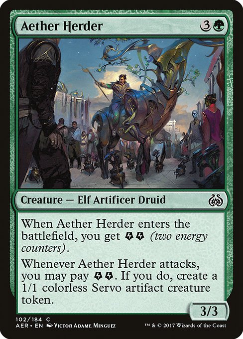 【Foil】【EN】霊気運用者/Aether Herder [AER] 緑C No.102