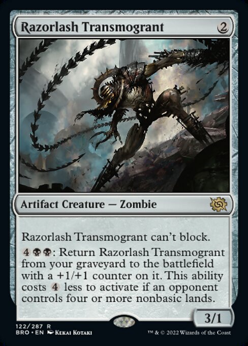 【Foil】【EN】剃刀鞭の人体改造機/Razorlash Transmogrant [BRO] 茶R No.122