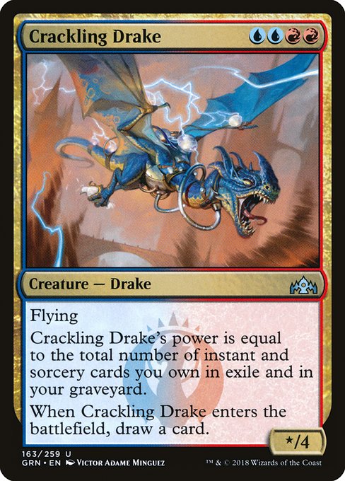 【Foil】【EN】弾けるドレイク/Crackling Drake [GRN] 金U No.163