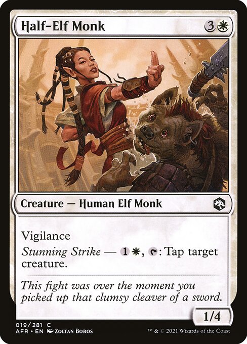 【Foil】【EN】ハーフエルフのモンク/Half-Elf Monk [AFR] 白C No.19