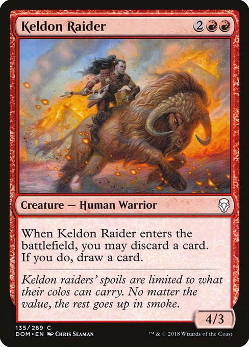 【Foil】【EN】ケルドの略奪者/Keldon Raider [DOM] 赤C No.135