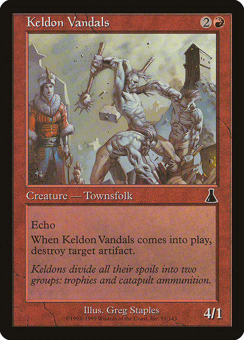 【Foil】【EN】ケルドの蛮人/Keldon Vandals [UDS] 赤C No.91