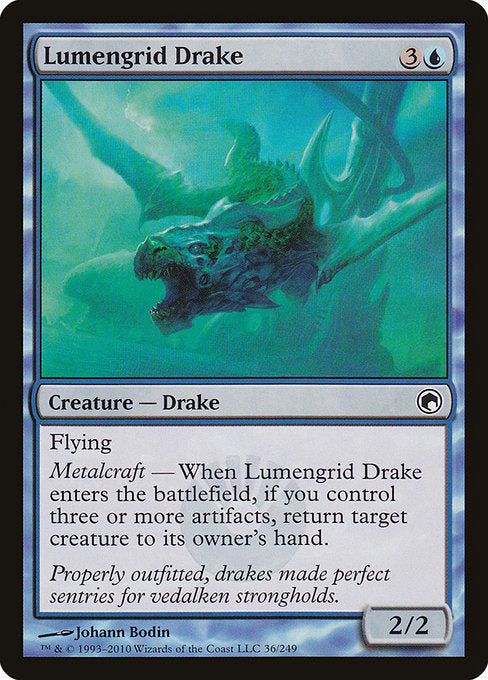 【Foil】【EN】ルーメングリッドのドレイク/Lumengrid Drake [SOM] 青C No.36