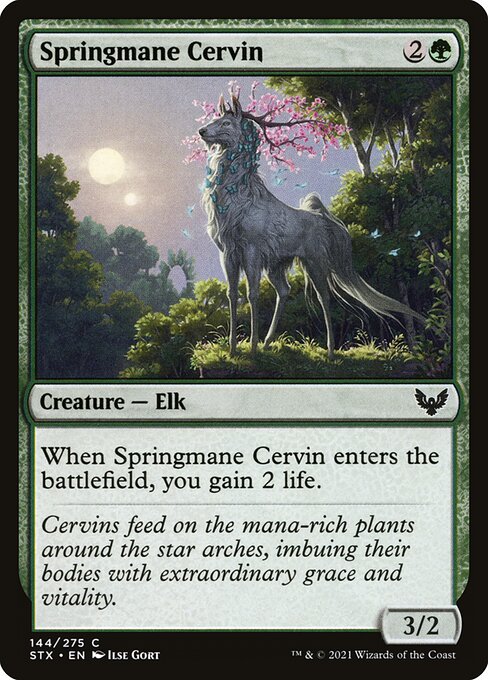 【Foil】【EN】春たてがみのサーヴィン/Springmane Cervin [STX] 緑C No.144