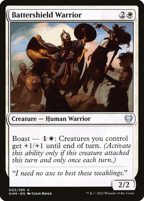【Foil】【EN】盾打ちの戦士/Battershield Warrior [KHM] 白U No.2