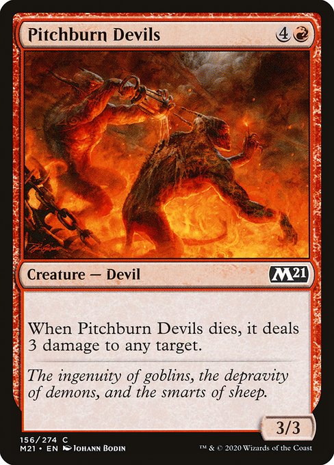 【Foil】【EN】燃え投げの小悪魔/Pitchburn Devils [M21] 赤C No.156