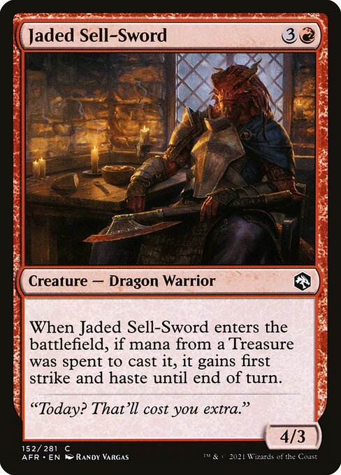 【Foil】【EN】疲れ切った売剣/Jaded Sell-Sword [AFR] 赤C No.152